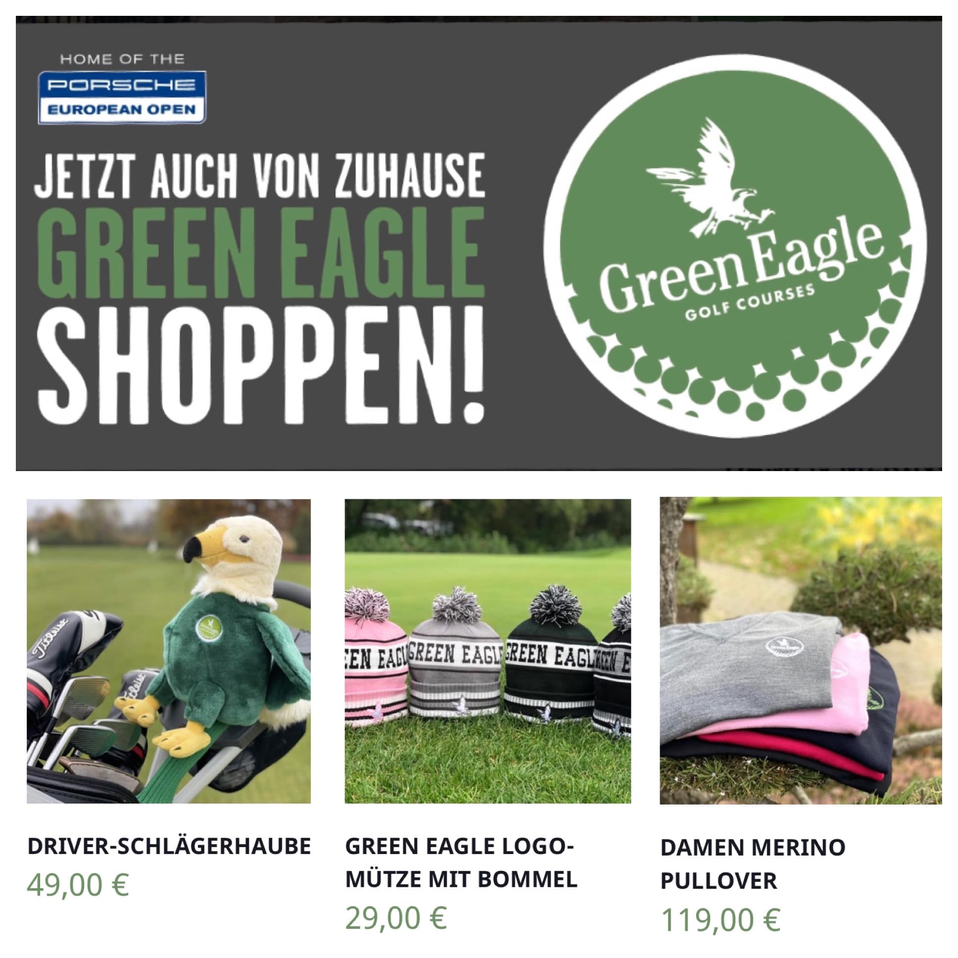 Green Eagle Golf Courses YEAH! UNSER SHOP IST ONLINE!